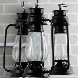 Devansh Set of 3 Black Cluster Lantern Transparent Glass Hanging Lamp image 3