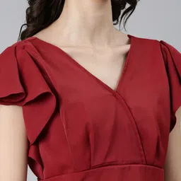 SHOWOFF Flutter Sleeve Crepe Styled Back Crop Top image 4