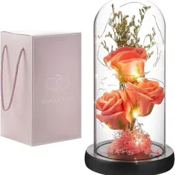 Rose Flower Gifts for Women,Colorful Rainbow Artificial Flower Rose Light Table Lamp-image-114