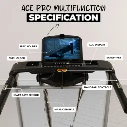durafit Ace Pro Multifunction 4.5HP Peak BLDC | 16km Speed | 20-Auto Incline | Home Use Treadmill image 4