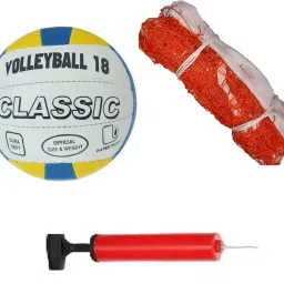 RVK classic volleyball kit with nylon net 2.2mm orange ,Air pump Volleyball - Size: 5-picture-3