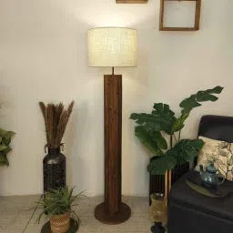 symplify Cedar Wooden Floor Lamp with Jute Shade & Brown Base-picture-3