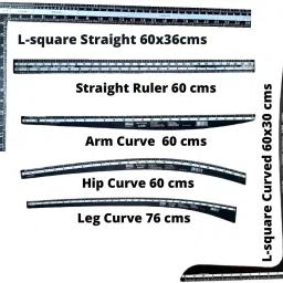 Fashion Designing Scale- Hard Plastic Scale- Set of 6, L-Square Straight, L-Square Curve, Arm Curve, Hip Curve, Straight Ruler, Leg Curve, Sewing Material. Ruler-11