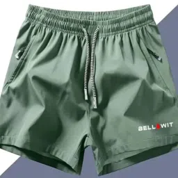 Solid Men Green Casual Shorts-image-88