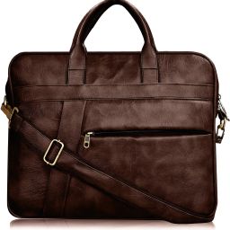 Brown Color Faux Leather 10L Office Laptop Bag For Men & Women AE-BG18 Waterproof Messenger Bag-image-85
