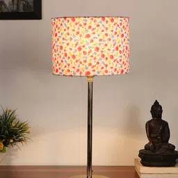 Devansh White & Red Printed Cotton Shade Table Lamp image 3