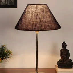 Devansh Blue Textured Metal Table Lamp With Jute Shade image 2