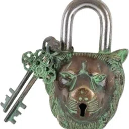 Brass Lion head Pad Lock With 2 Keys Lion head Shape Lock Padlock-image-49