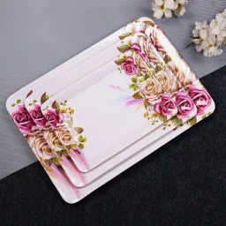 Multicolor Floral Design | Ideal For Serving Snacks / Tea / Coffee Tray Serving Set-image-53
