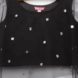 studio rasa Black Sequins Embellished Net Cape Top image 4