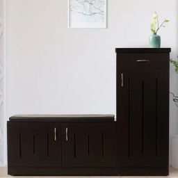 solace craft Tazal Single Door Shoe Rack With Seating in Wenge Matte Finish-picture-10