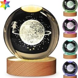 3D Galaxy Crystal Ball Night Light,LED Solar System Crystal Ball Wooden Base Table Lamp-image-101