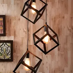 Areezo Black Textured Abstract Shaped Ceiling Lamp image 3
