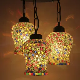 Devansh Multicoloured Self Design Traditional Cluster Light image 3