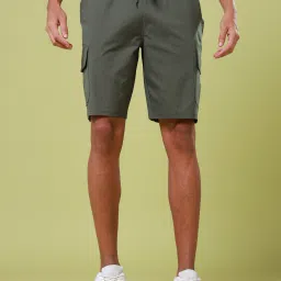 Solid Men Green Cargo Shorts-image-26