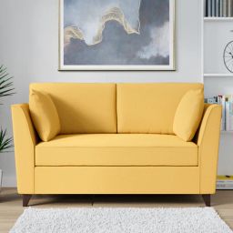 woodsworth from pepperfry Miranda Chenille Fabric 2 Seater Sofa In Camel Yellow Colour-picture-18
