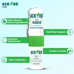 ACH...OO 2 in 1 Natural Inhaler and Applicator Breathe Easy for Cold & Nasal Congestion Key chain (Pack of 3) Vaporizer image 4
