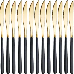 Stainless Steel Butter Knife Spreader Dinner Knives Set (Set of 15,Black) Stainless Steel Butter Spreader Set-image-58