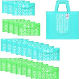 Pack of 24 Smile Foldable Grocery/Shopping Bags For Women | Blue & Green Pack of 24 Grocery Bags-image-131