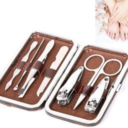 Manicure Set 7 In 1 Silver Professional Nail Clippers Pedicure Tools-image-25