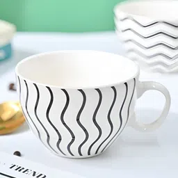 MARKET99 White & Black Printed Ceramic Glossy Cups Set of Cups and Mugs-21