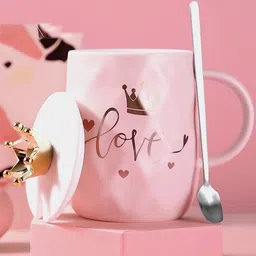 BonZeaL Pink Text or Slogans Printed Ceramic Mugs 450 ml-26