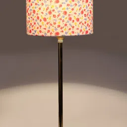 Devansh White & Red Printed Cotton Shade Table Lamp image 2
