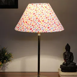 Devansh White Printed Cotton Shade Table Lamp image 4