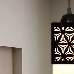 Gojeeva Black Wood Square Shaped Wall Lamp image 3