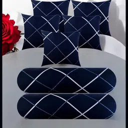 jai shri 5 Cushion 2 Bolster Microfibre Stripes Bolster Pack of 7-picture-37