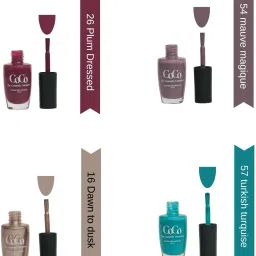 The Cosmetic Company|Glossy Finish |High Shine Nail Polish For Women | Plum dressed,Mauve Magique,Dawn to Dusk,Turkish Turquise-38