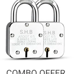 SHB ATOOT 65MM LOCK (2PCS) COMBO 8 STEEL LEVERS 3 KEY SOLID IRON BODY Lock-picture-38