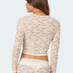 StyleCast x Revolte Floral Print Net Top image 4