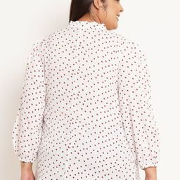 U&F Beyond Plus Size Conversatioanl Print Tie-Up Neck Regular Top image 2