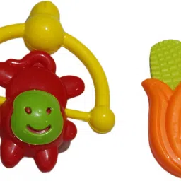 littlewish Colourful Plastic Non Toxic Set of 7 Attractive Rattle for New Borns Rattle image 4