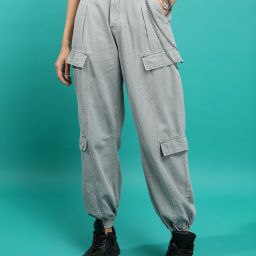 Women Jogger Fit Mid Rise Grey Jeans-image-65