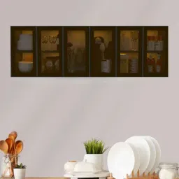 specialitypanels Aluminium Black Profile 6 Brown Tinted Glass handless shutters Wall Cabinet in Slate Grey Finish-picture-7