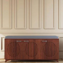 mintwud from pepperfry Gladiolus 18- Pairs 3 Door Shoe Racks In Walnut Colour With Seating-picture-9
