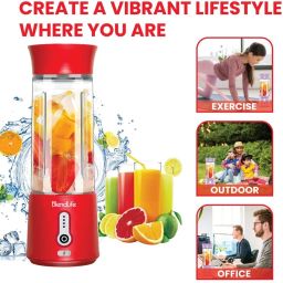 blendlife Portable Blender For Juices, Shakes,230watt & 4000mah Battery, 500ml Inbuilt Jar 240 W Juicer Mixer Grinder image 5
