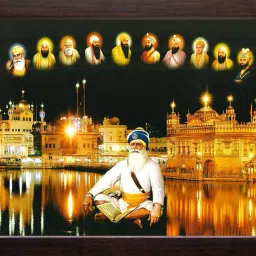 Baba Deep Singh ji with All Ten Sikh Gurus and Golden Temple in Amritsar, Digital Reprint 13 inch x 8 inch Painting-image-15