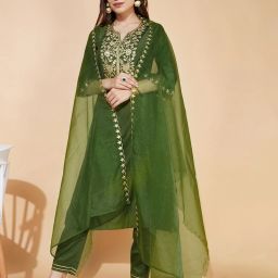 Women Silk Blend Kurta Pant Dupatta Set-picture-10