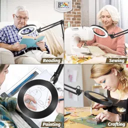 BROLAVIYA 5X Magnifying Glass with LED Light and Stand, 3 Color Modes Dimmable Ring Flash image 3