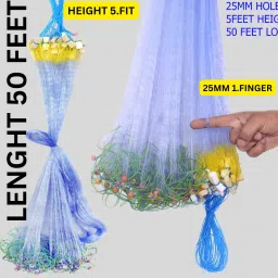 GILLNET 1 FINGER 25MM HOLE SIZE 50 FEET LENGTH Fishing Net-19
