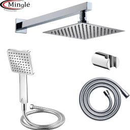 Mingle Ultra Slim Shower 12 Inch With 12 inch Square Arm (MEGA Hand Shower) Rain Shower Rainfall-40