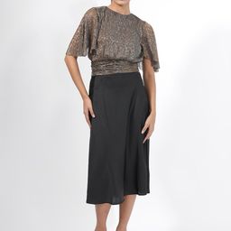 RAREISM Embellished Flared sleeves Bling & Sparkly Blouson Top-56