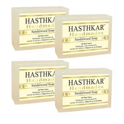 Hasthkar Set of 4 Handmade Sandalwood Soap with Glycerin & Coconut Oil - 125 g Each-54