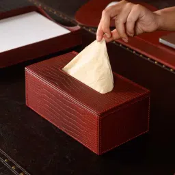 three sixty Sterling MaroonRecycled leather Tissue Paper Box-picture-17