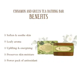 OHRIA AYURVEDA Cinnamon & Green Tea Bathing Bar For Antioxidant & Uplifting - 120g image 2