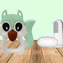 Baby Soft Silicone Squirrel Shape Teething Toy With Finger Brush Molar BPA Free Teether and Feeder-23