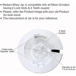 sanddy mixer grinder 2 pc jar set||compatible with wide range of mixer grinders like preeti, cromptonn, baj-aj, sumeet, etc ||400+1200ml jar set ||4 teeth high gradenylon coupler||nylon base image 3